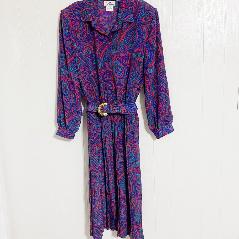 Lady Caroe of New York Vintage Purple Paisley Dress
